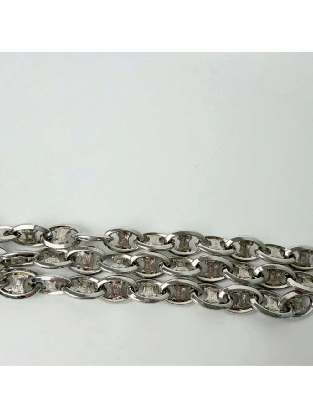 Celine Vintage Triomphe Chain Belt Plated Silver